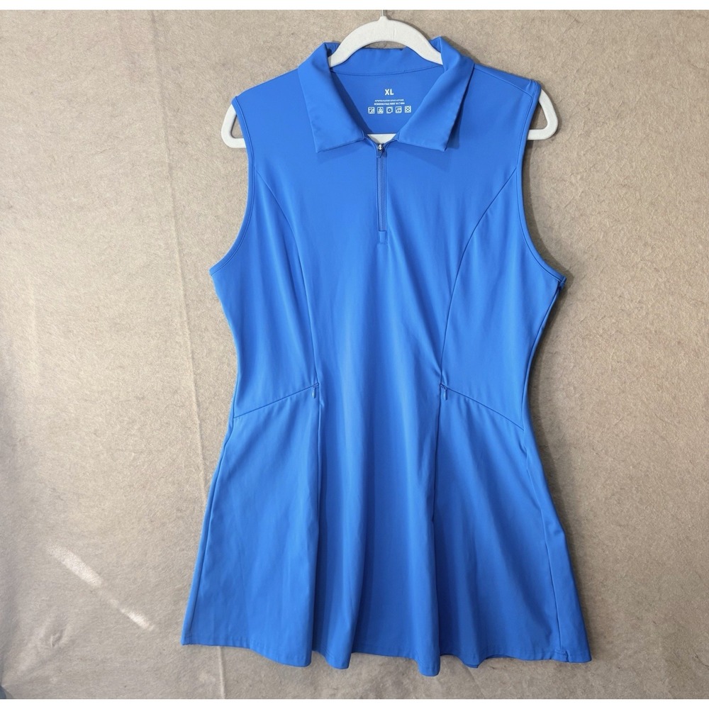 Viodia Tennis Golf Dress Womens‎ Sz XL Blue Sleeveless Zip Pockets Stretch